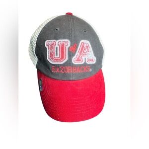 Arkansas Razorbacks UA Trucker Hat Gray Red Mesh Snapback NCAA Cap